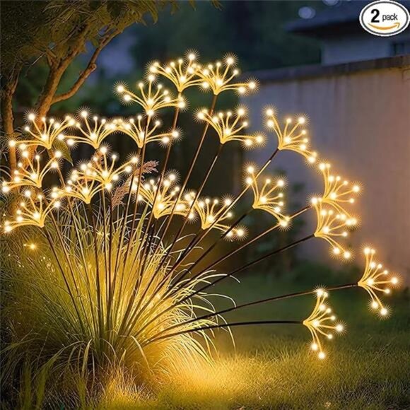 Solar Garden Lights, New Upgraded 2 Pack Solar Swaying Starburst Light - Picture 7 of 7